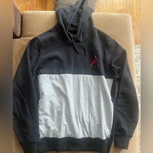 Jordan Black and Gray Men's Hoodie L